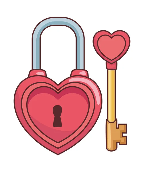 심장 자물쇠와 열쇠 — 스톡 벡터
