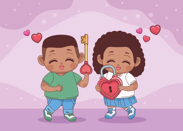Afro küçük aşıklar çifti — Stok Vektör