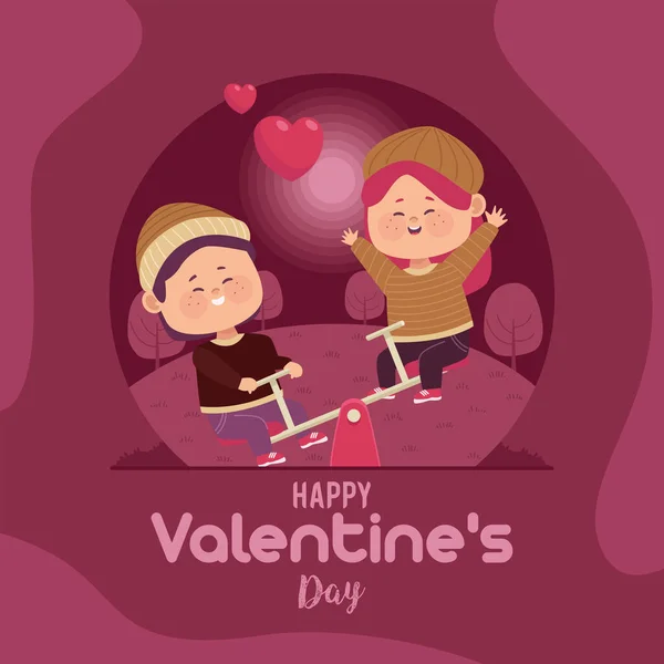 Amantes jugando con corazones — Vector de stock