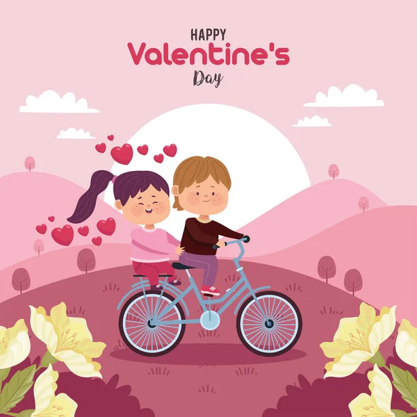 Amantes pareja en bicicleta — Vector de stock