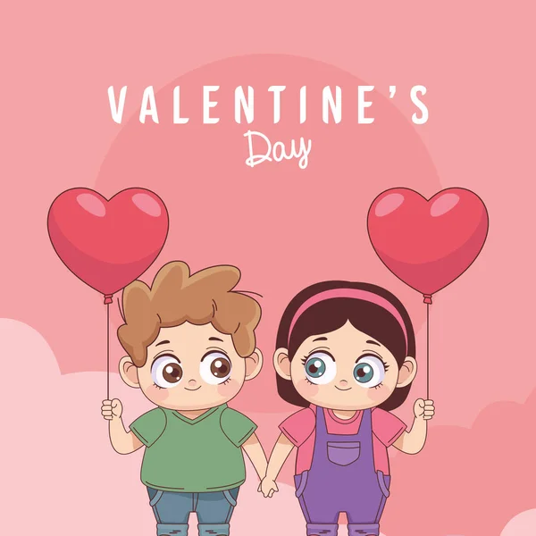 Día de San Valentín letras y pareja — Vector de stock