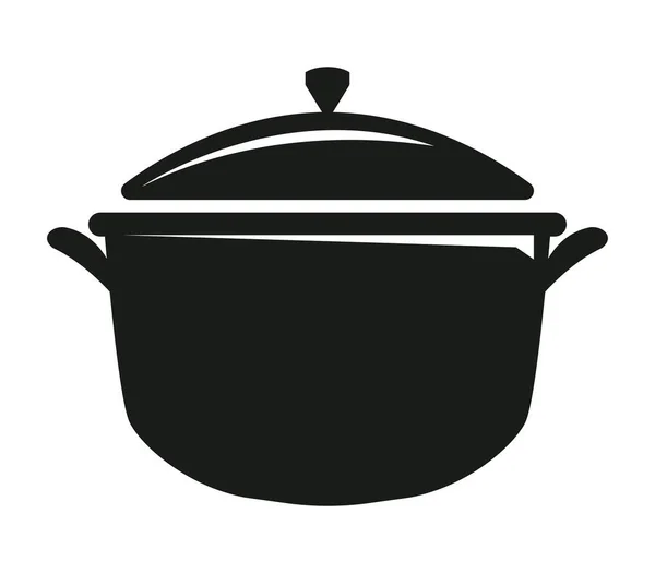 Silueta de olla de cocina — Vector de stock