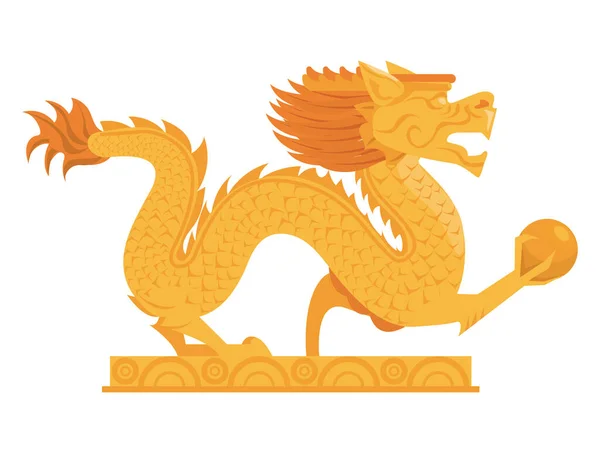 Dragão chinês dourado — Vetor de Stock