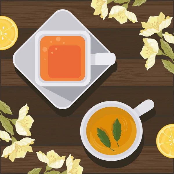 Вигляд на чайники і квіти — стоковий вектор
