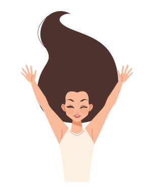 Elleri havada bir kadın.