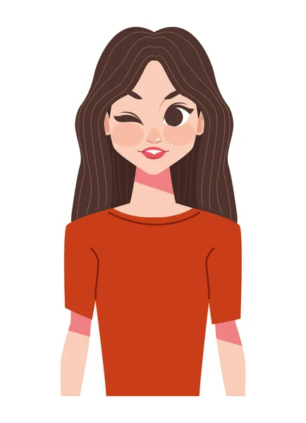 Femme aux cheveux bruns — Image vectorielle