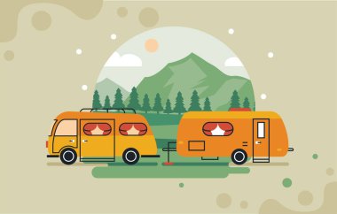 turuncu karavan manzarada