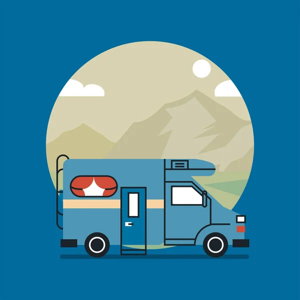 Modrý karavan vozidlo — Stockový vektor