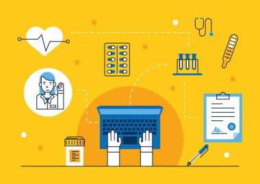 dizüstü bilgisayarda çevrimiçi tıbbi servis