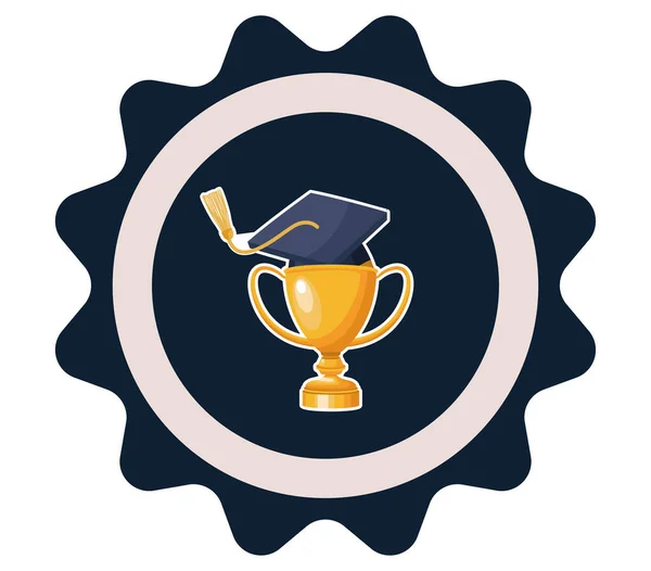 Sombrero de graduación en trofeo — Vector de stock