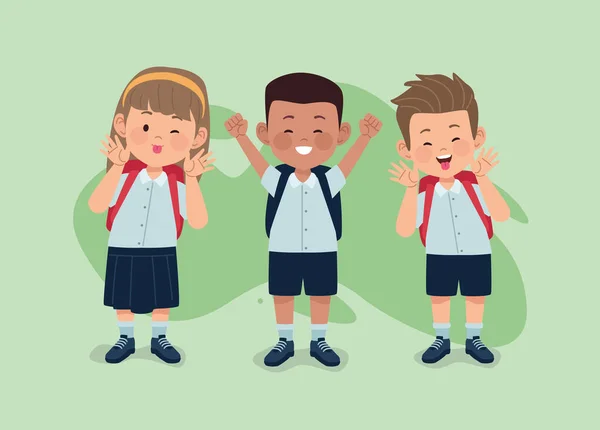 Trois jeunes élèves personnages — Image vectorielle