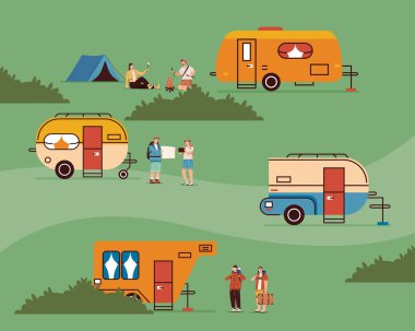 Karavanlar dört araç.