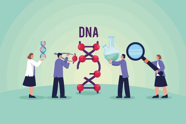 Listy DNA z pracownikami naukowymi — Wektor stockowy