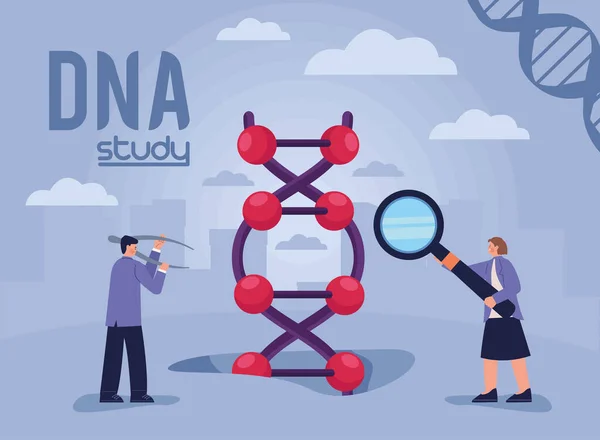 Badania DNA literowanie z naukowcami — Wektor stockowy