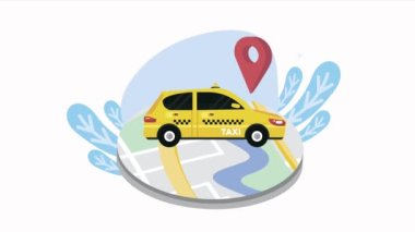 Haritada pin konumu olan taksi arabası