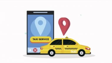 Akıllı telefon teknolojisi olan bir taksi arabası.