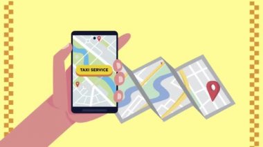 akıllı telefon ve taksi uygulaması ile el.