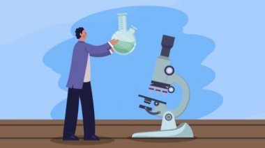 Tüp testi ve mikroskobu olan bilim adamı