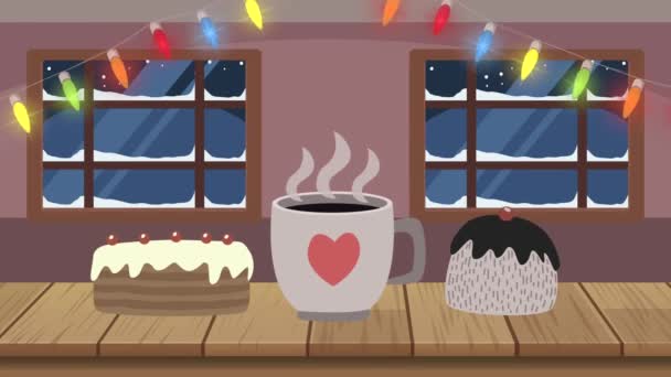 Vrolijk kerstfeest animatie met gebak — Stockvideo