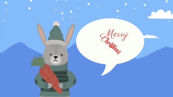 Buon Natale animazione con coniglio e carota — Video Stock