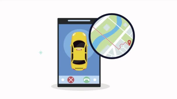 Serviço de táxi carro em tecnologia smartphone — Vídeo de Stock