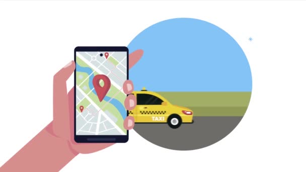 スマートフォンやタクシーサービスアプリで — ストック動画