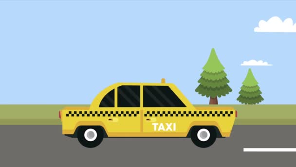 Taxidienst op de weg scene — Stockvideo