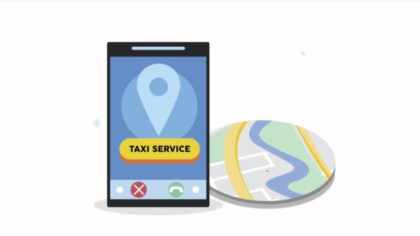 Smartphone con aplicación de servicio de taxi y mapa gps — Vídeos de Stock