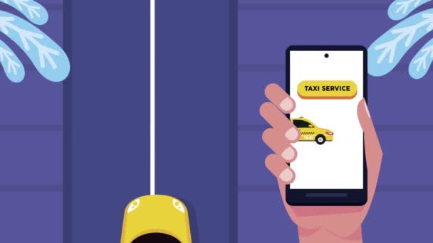 Taxi servicio en línea aplicación de tecnología — Vídeos de Stock