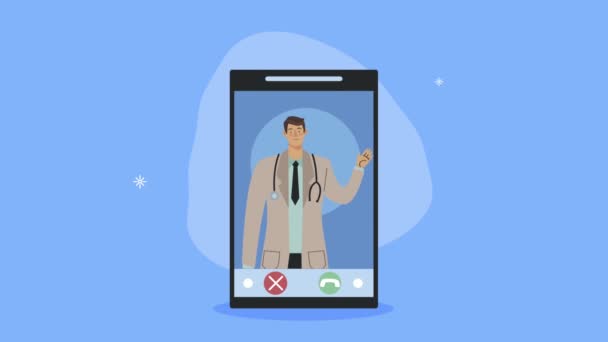 Médico em tecnologia telemedicina smartphone — Vídeo de Stock