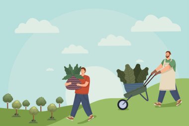 Bahçıvanlar, el arabalı adamlar.