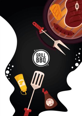 Bıçaklı ızgara bbq harfleri.