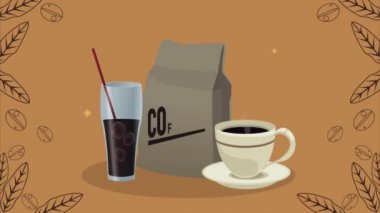 Kahve poşeti ve fincanlar.