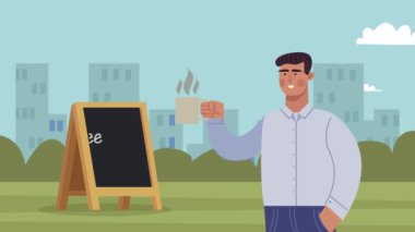 Kahve dükkanındaki adam içki içme sahnesi