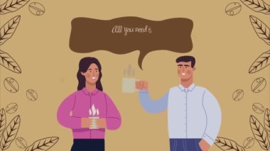 Kahve dükkanı çifti içki içme sahnesi