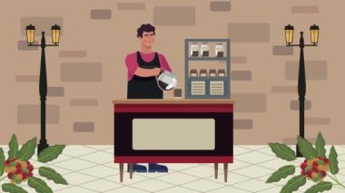 Kafe çalışanı sahne animasyonu