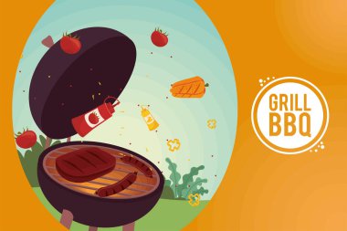 Soslu ızgara bbq harfleri.