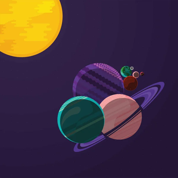 Planètes de l'univers et soleil — Image vectorielle