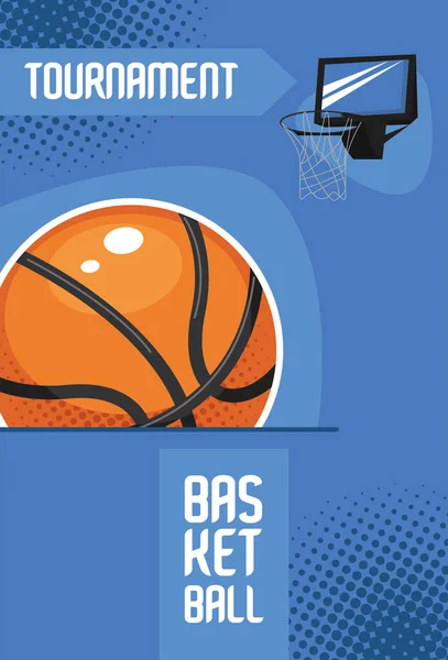 Basketbal toernooi belettering met bal — Stockvector