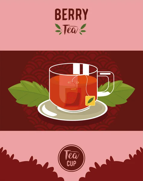 Letras de té de bayas con — Vector de stock
