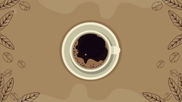 Delicious coffee cup airview animation — Stock Video