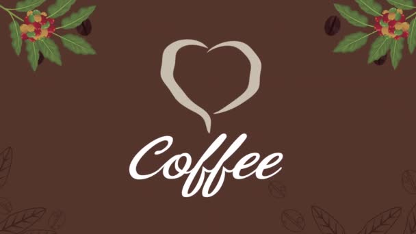 Кофейня буквы с анимацией сердца — стоковое видео