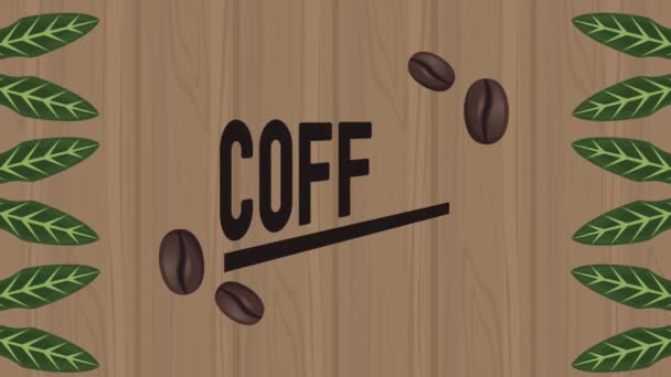 Кофейня буквы с бобами анимации — стоковое видео