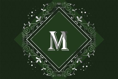 gümüş monogram eşkenar dörtgen çerçevesi