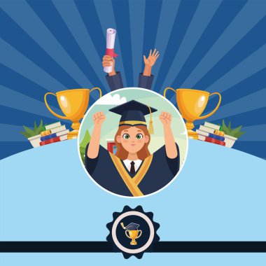 Diploma alan kadın.