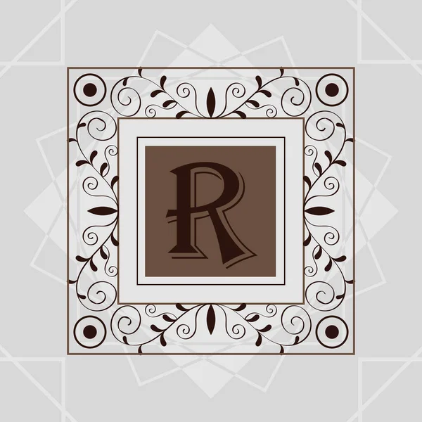 Vierkant monogram met r — Stockvector