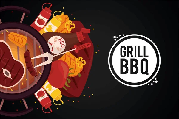 BBQ belettering en items — Stockvector