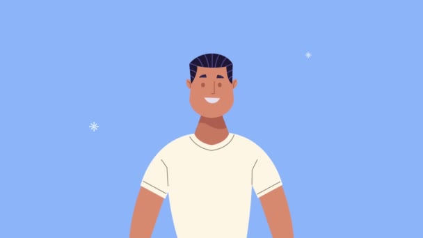 Jovem homem de pé personagem avatar — Vídeo de Stock