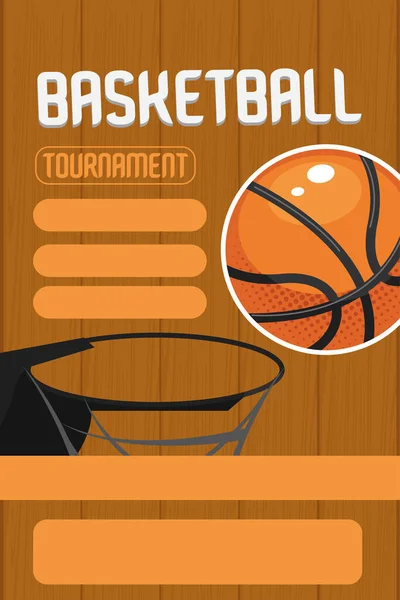 Basketbal toernooi belettering en mand — Stockvector