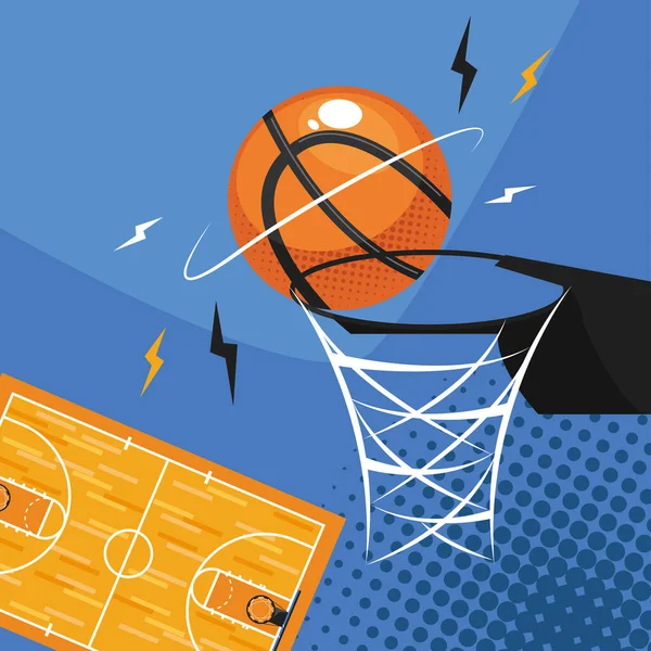 Basketball point and court — Stock Vector
